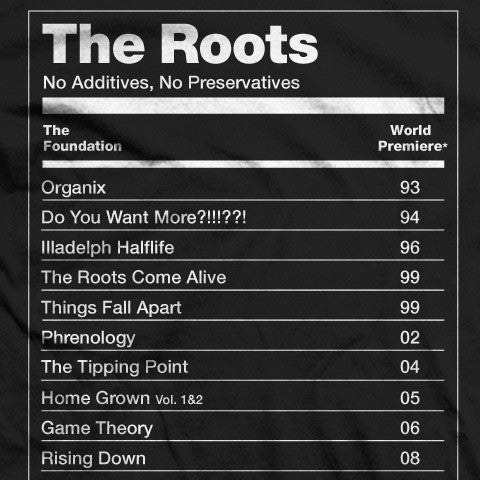 The Roots: No Preservatives Shirt - Black detail