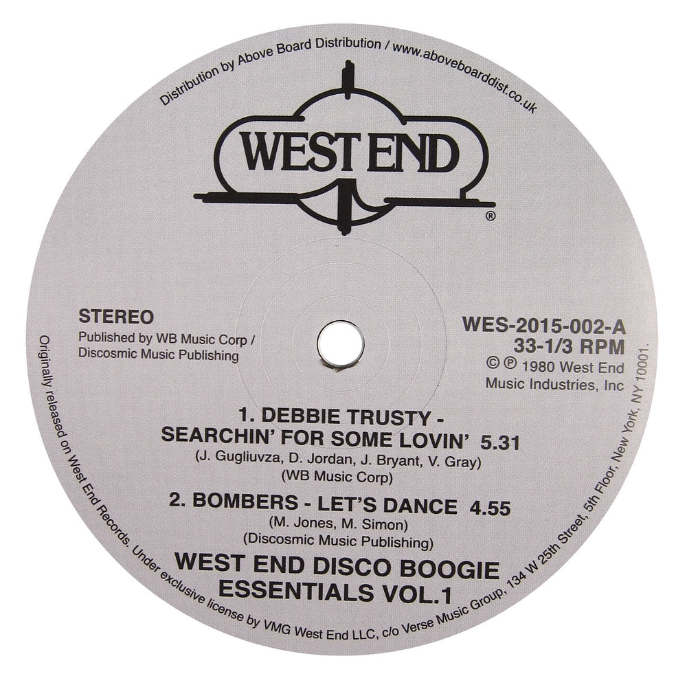 West End Records: Boogie Essentials Vol.1 (Bombers, Edna Holt) Vinyl 12"