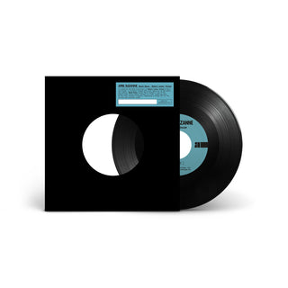 A black vinyl record partially pulled from its black sleeve, shown on a clean white background. The record label and sleeve feature light blue text blocks, including the visible brand name 'Cranzanne'.
