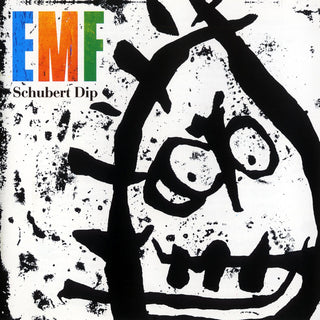 Square album-style artwork with the text 'EMF Schubert Dip' in the upper left and a large black abstract face or scribble on a white background with black splatter marks.