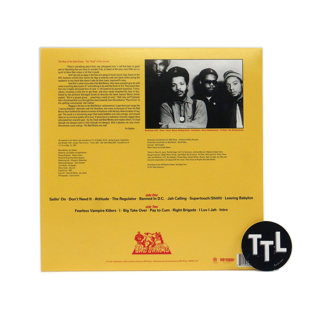 Bad Brains: Bad Brains (Black & Yellow Colored Vinyl) Vinyl LP