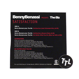 Benny Benassi Presents The Biz: Satisfaction (Colored Vinyl) Vinyl 12"