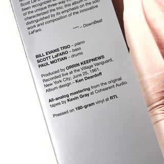 Bill Evans: Sunday At The Village Vanguard (Original Jazz Classics Series) Vinyl LP