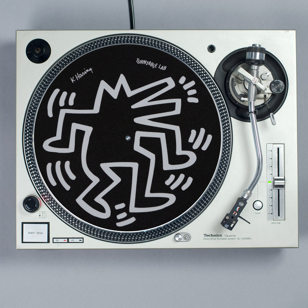 Turntable Lab: Keith Haring Dancin' Reversible Record Mat - Black / Grey - PRE-ORDER