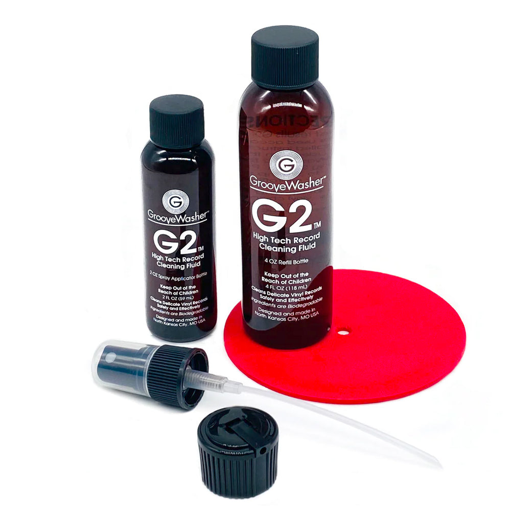 GrooveWasher: G2 Vinyl Record Cleaning Fluid Kit - 2oz Spray & 4oz Refill