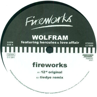 Wolfram: Fireworks feat. Hercules And Love Affair (Tiedye, Axel Boman) 12"