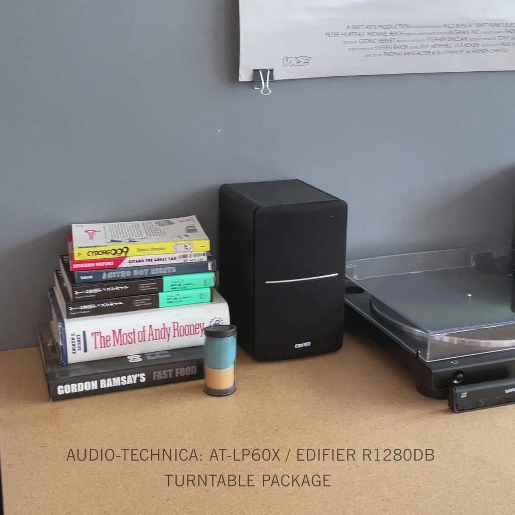 Edifier R1280T & Audio-Technica LP60X Turntable & Speaker Bundle - Black /  Standard + USB (LP60XUSB)