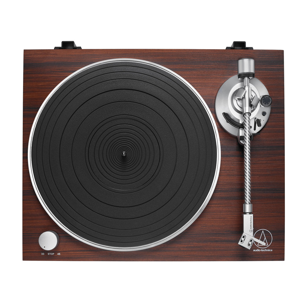 Audio-Technica AT-LPW50BT-RW Bluetooth Turntable Manual Belt-Drive 33/45  (Rosewood) Bundle with Deco Gear 12