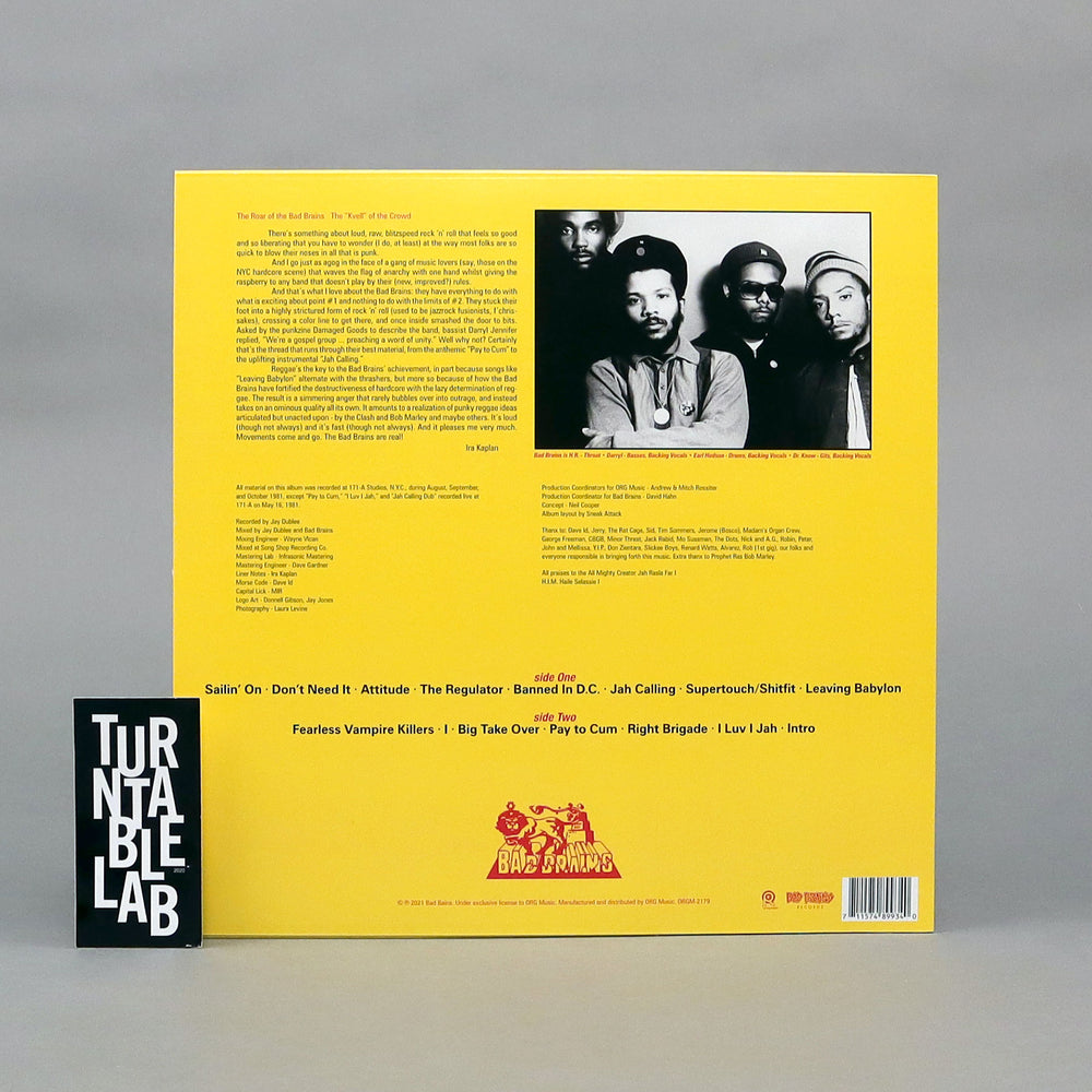 Bad Brains: Bad Brains (Colored Vinyl) Vinyl LP - Turntable Lab Exclusive -  LIMIT 1 PER CUSTOMER