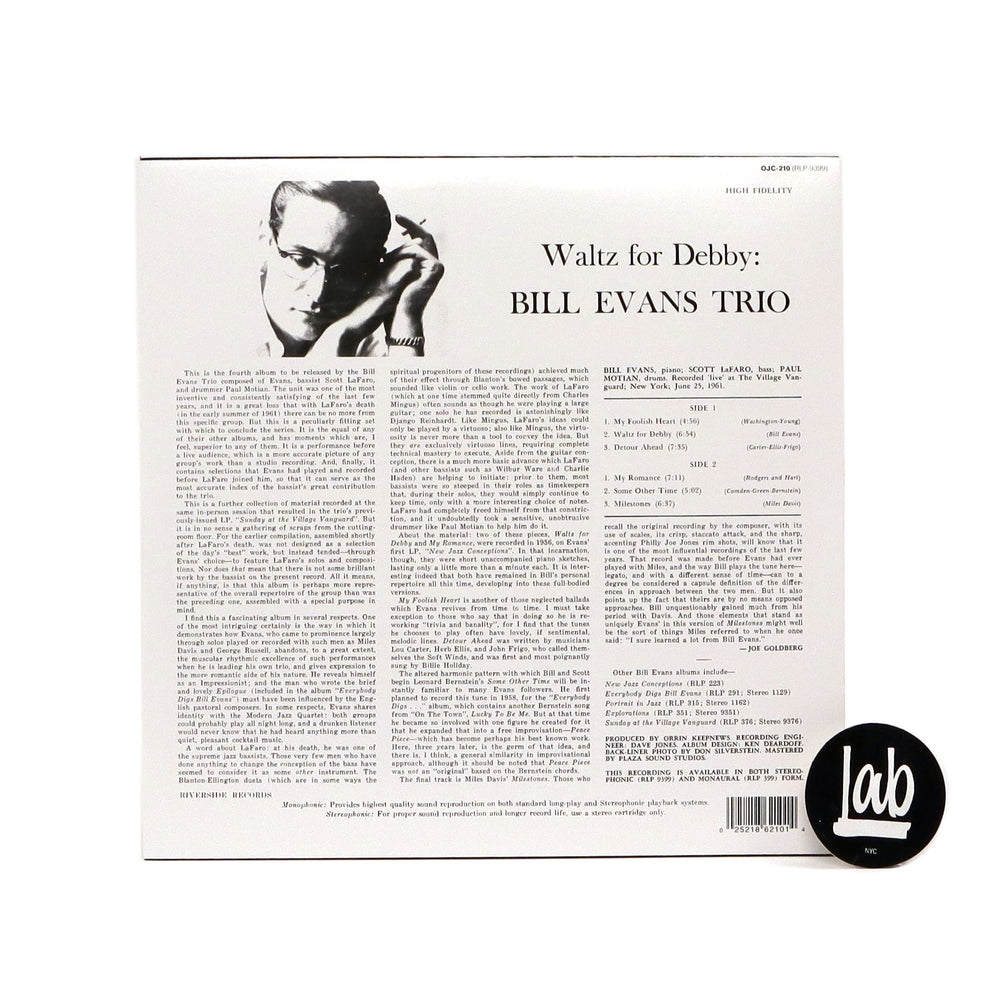 Bill Evans Trio: Waltz For Debby Vinyl LP