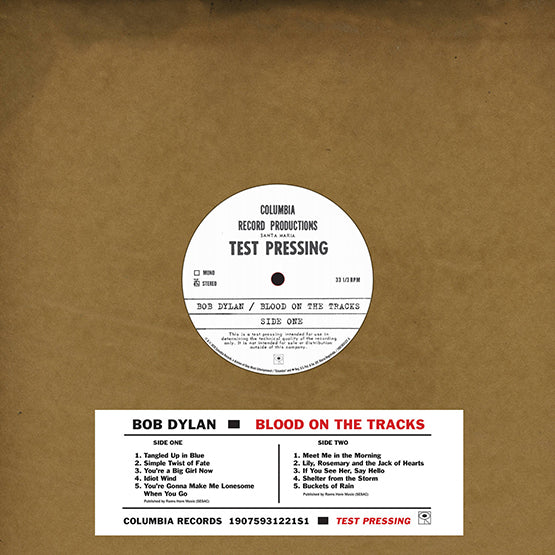 Bob Dylan: Blood On The Tracks - Original New York Test Pressing Vinyl LP (Record Store Day)