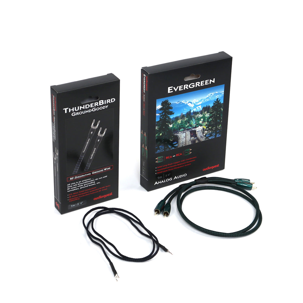 Audioquest: Evergreen RCA + ThunderBird Groundwire Kit for Turntables (1.0M)