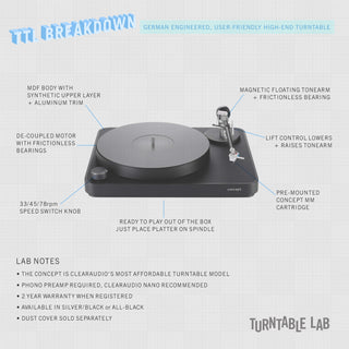 Clearaudio: Concept AiR Black Turntable - Concept Tonearm / Concept Cartridge  (Open Box Special)
