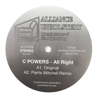 C Powers: All Right (Kai Alce, Parris Mitchell) Vinyl 12"