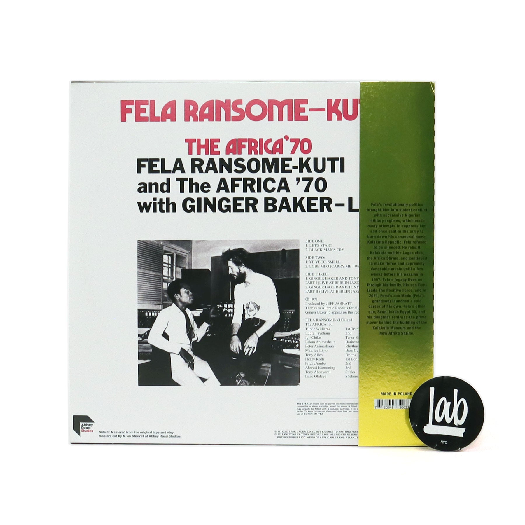 Fela Kuti Fela Live With Ginger Baker Deluxe Edition (Colored Vinyl