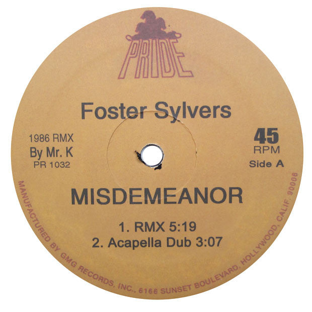 Foster Sylvers: Misdemeanor (Danny Krivit Remix) 12"