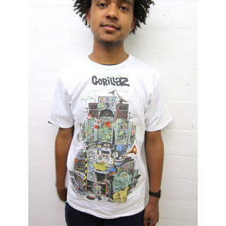 Gorillaz: Multi Boomboxes Shirt - White model