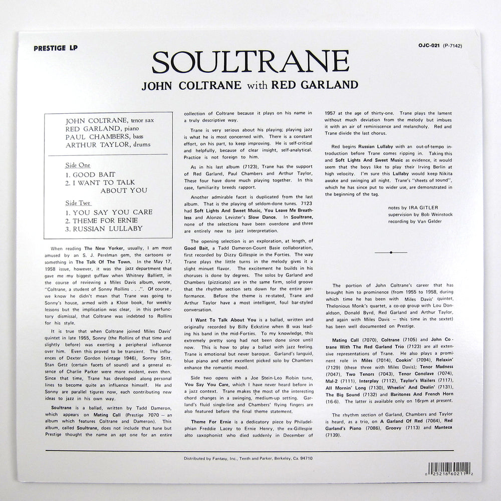 John Coltrane: Soultrane (Indie Exclusive Colored Vinyl) Vinyl LP