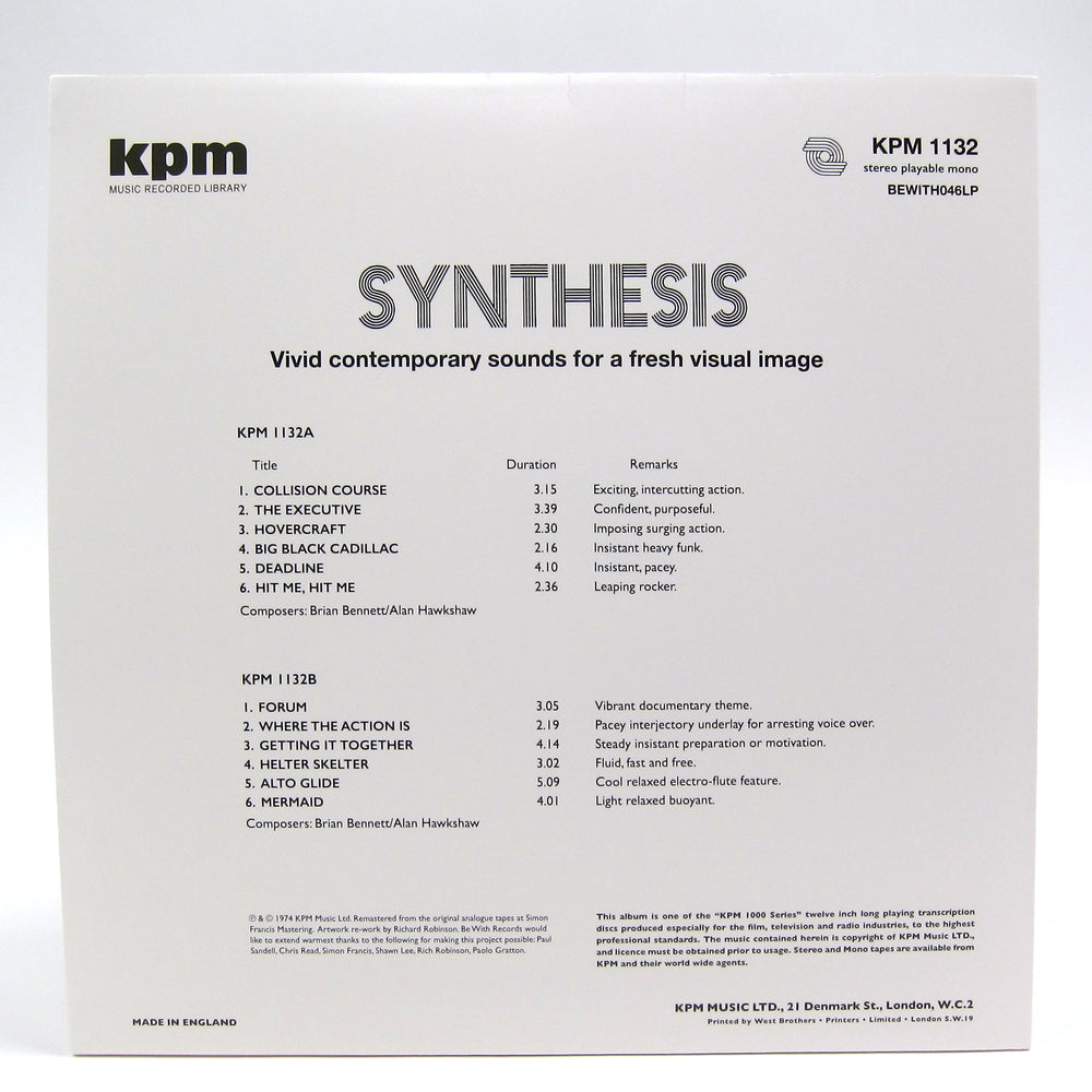 Alan Hawkshaw / Brian Bennett: Synthesis (KPM Music Library, 180g) Vinyl LP