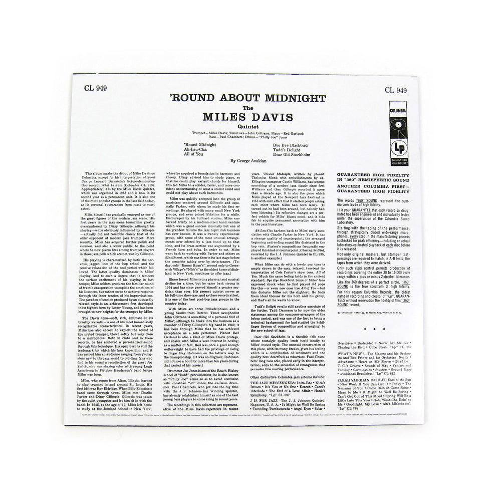 Miles Davis: Round About Midnight - Mono Version (180g) Vinyl LP