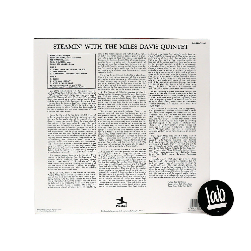 Miles Davis Quintet: Steamin' With The Miles Davis Quintet (Colored Vinyl) 