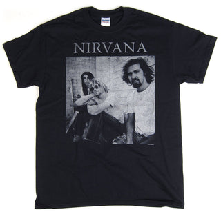 Nirvana: B&W Sitting Photo Shirt - Black