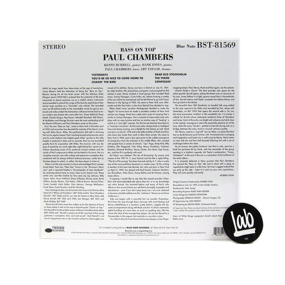 Paul Chambers: Bass On Top  180g vinyl