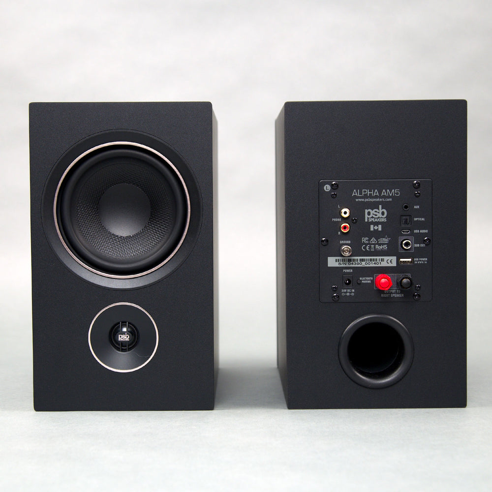 PSB Speakers: Alpha AM5 Powered Bookshelf Speakers - Black