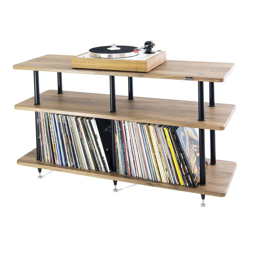 Solidsteel: VL-3 Turntable Shelf + Vinyl Record Storage - Walnut ...