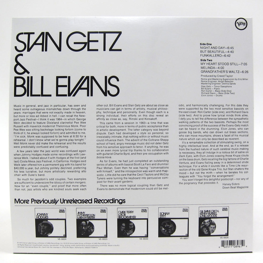 Stan Getz & Bill Evans: Stan Getz and Bill Evans Vinyl LP