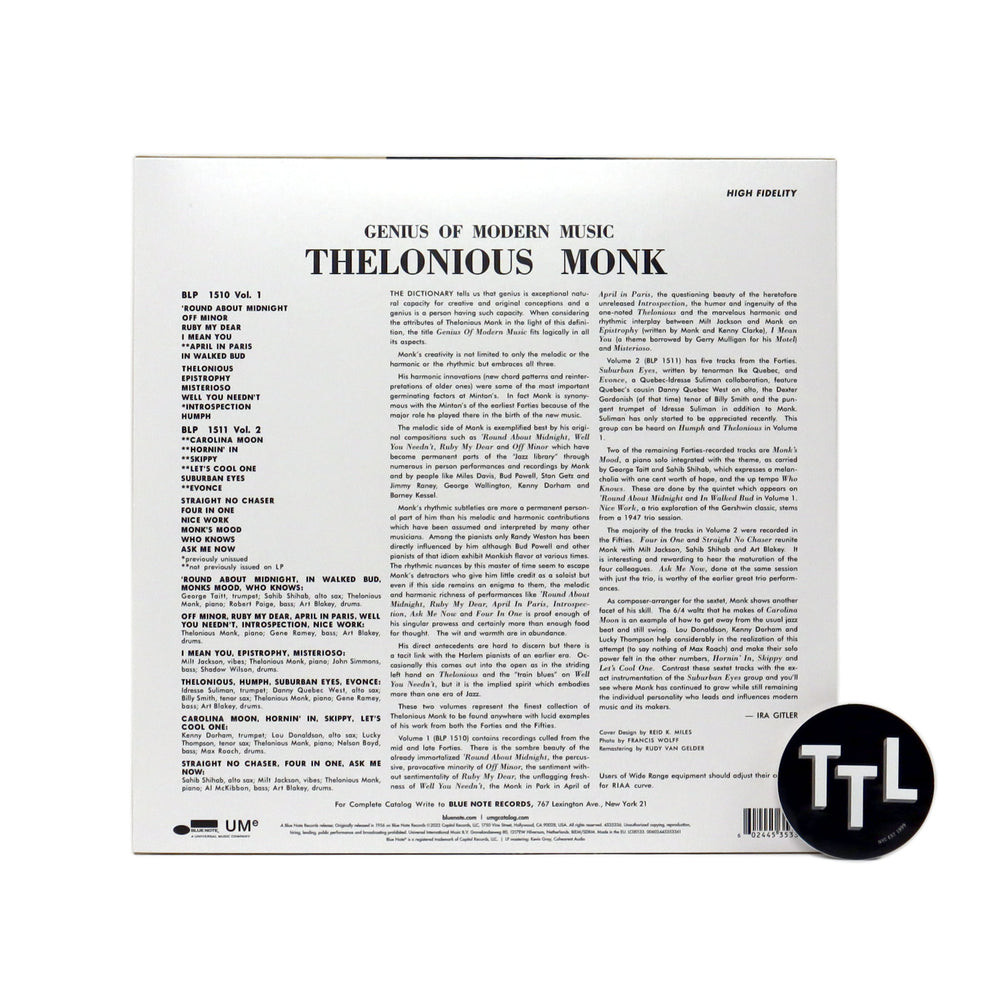 Thelonious Monk: Genius Of Modern Music (Blue Note Classic 180g) Vinyl LP