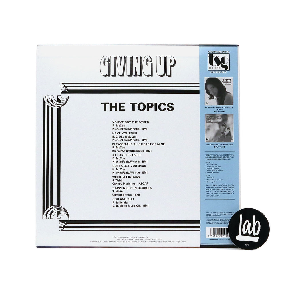 The Topics: Giving Up (Japanese Pressing) Vinyl 