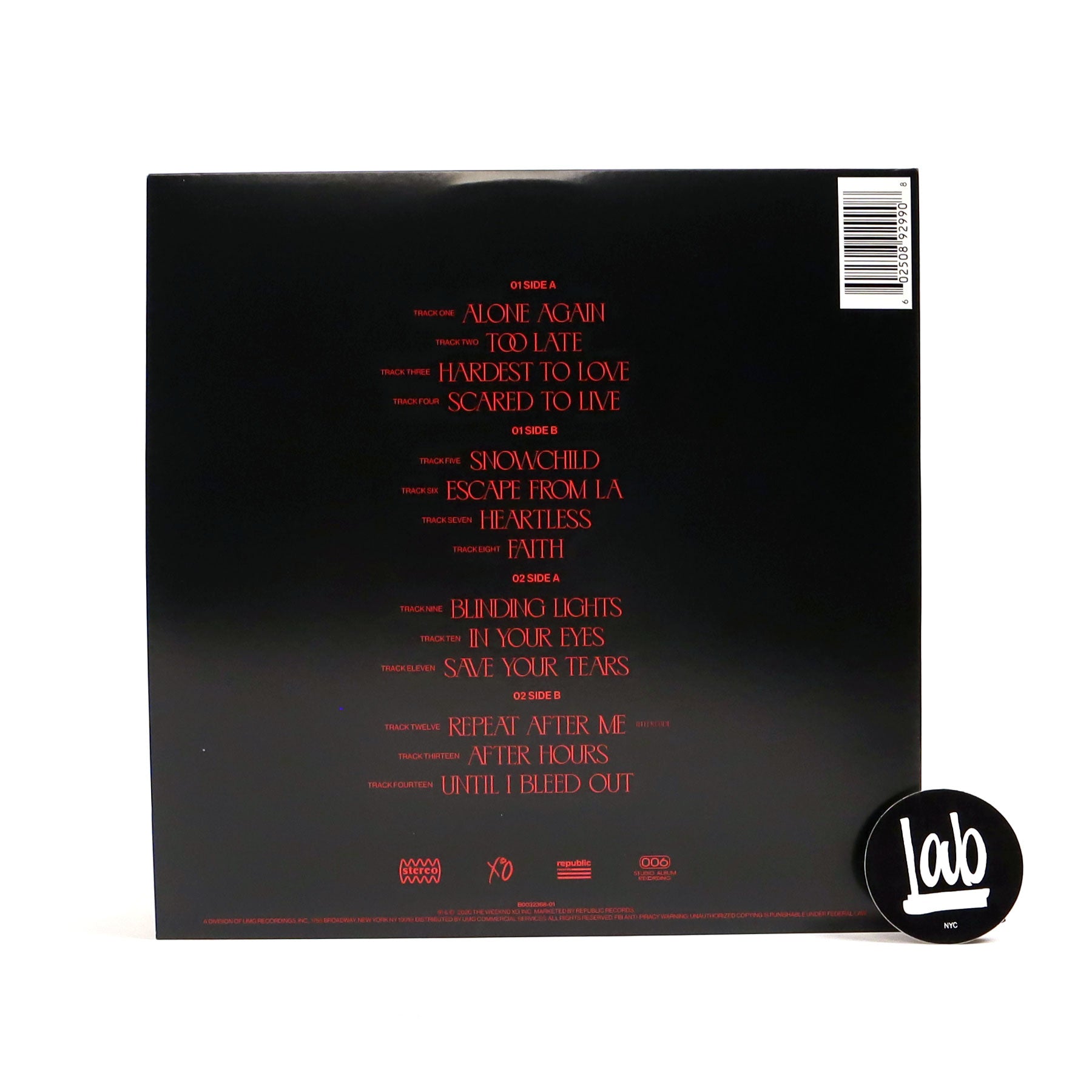 The Weeknd: After Hours (Colored Vinyl) Vinyl 2LP – TurntableLab.com