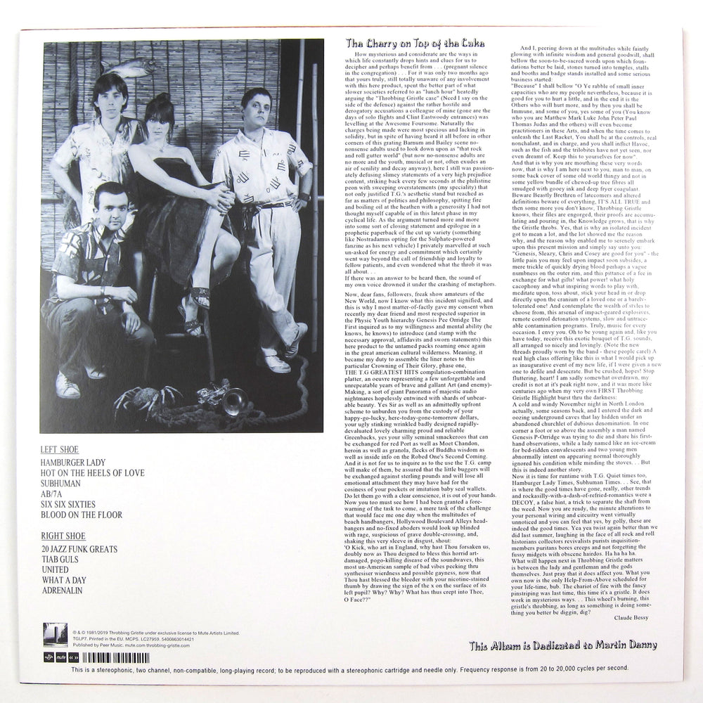 Throbbing Gristle: Throbbing Gristle's Greatest Hits (Colored Vinyl) Vinyl LP