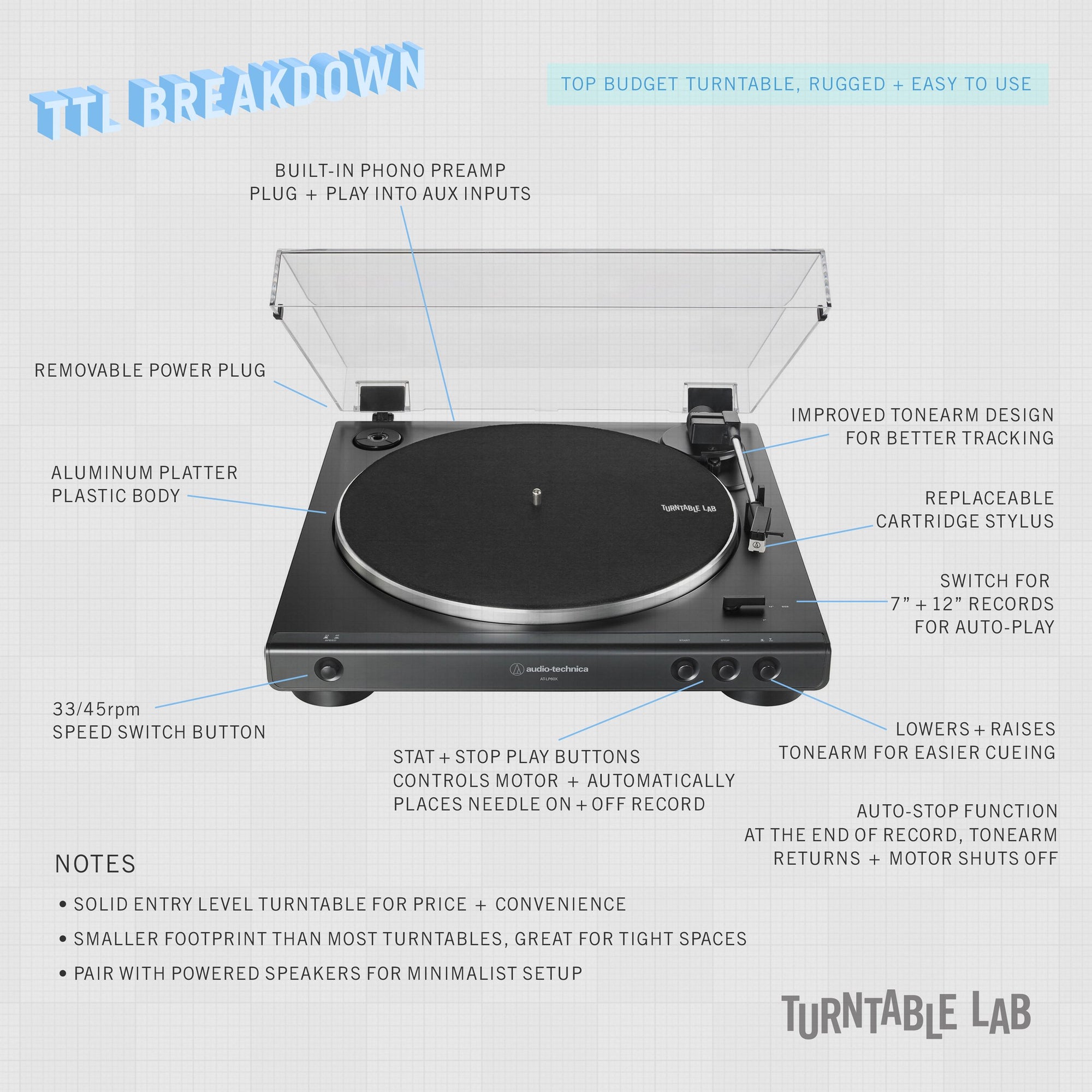Audio-Technica: AT-LP60X-BW Automatic Turntable - Brown / Black ...