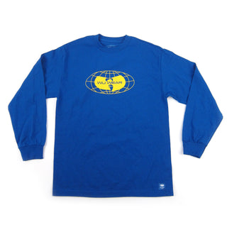 Wu Wear: Globe Logo Long Sleeve Shirt - Blue